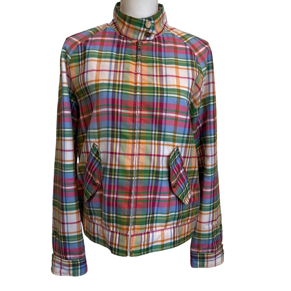 Ralph Lauren LR Active Windbreaker Jacket Womens Large Green Multi Plaid